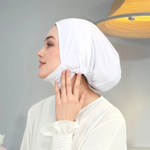 Gorro Interior De Hijab Musulmán Para Mujer Satén De Leche Alta Elasticidad Cobertura Completa Transpirable Simple