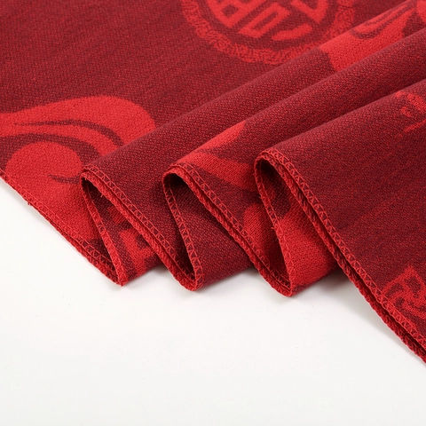 Traditional Chinese Red Fu Scarf For Men Women Festive Jacquard Tassel Winter Warm Imitation Cashmere Long Scarf Gift