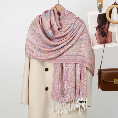 Polyester Paisley Print Scarf Shawl Bohemian Ethnic Style Long Warm Wraps With Tassels Fashion Neckwear For Women