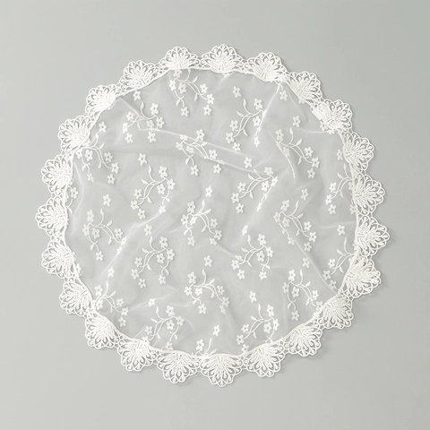 Retro Circular Lace Veil Polyester Mesh Floral Embroidery For Wedding Church Elegant Scalloped Edge Mantilla Hair Accessory