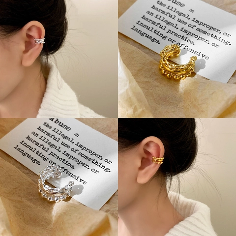 Multi Layered Ear Cuff Copper Non Pierced Minimalist Geometric Ear Bone Clip For Women Vintage Elegant Jewelry