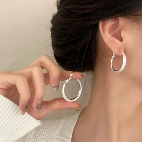 Orecchini A Cerchio Spessi Minimalisti Da Donna Geometrici In Rame Spazzolato Placcato Oro Vero Argento Gioielli