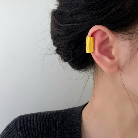 Minimalist Brushed Copper Ear Cuff Non-Pierced Geometric Cylinder Fashion Jewelry For Women Simple Niche Accessories