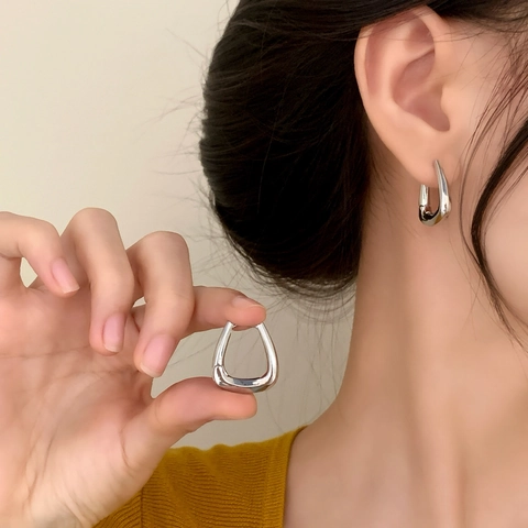 Orecchini A Cerchio Huggie Geometrici A Forma Di U In Rame Gioielli Placcati Minimalisti Per Donna Accessorio