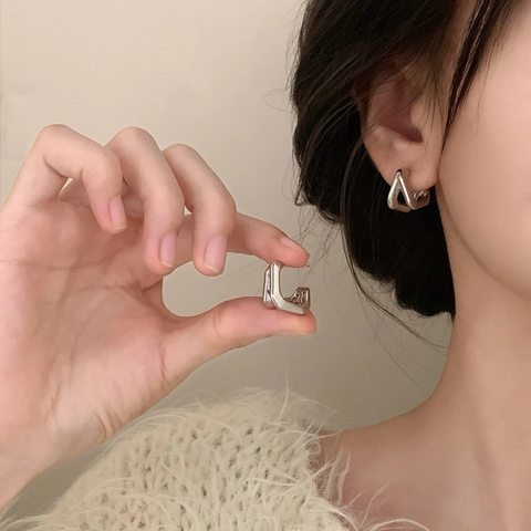 Minimalistische Geometrische Dubbellaagse U-Vormige Oorknopjes Koper 18K Goud Verguld Luxe Stijl Voor Vrouwen
