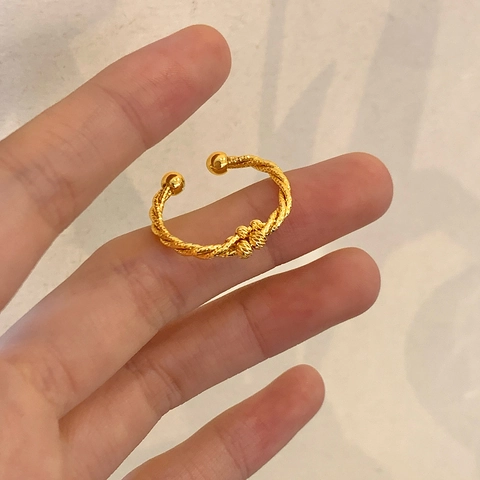 Twist Rope Open Ring Elegant Copper Adjustable Knot Jewelry For Women Minimalist Vintage Daily Commuter Gift