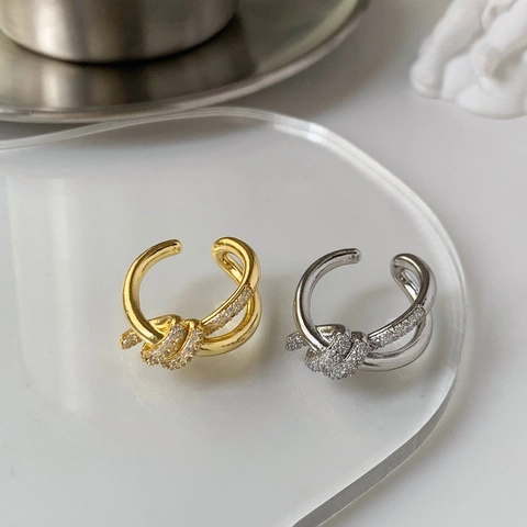 Elegant Copper Zirconia Geometric Ring And Earrings Spiral Knot Heart Design For Women Fashion Jewelry