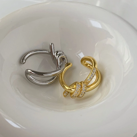 Elegant Copper Zirconia Geometric Ring And Earrings Spiral Knot Heart Design For Women Fashion Jewelry