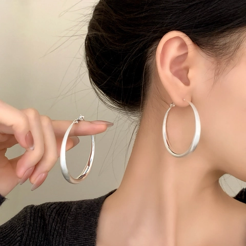 Orecchini A Cerchio Geometrici Minimalisti Rame Spazzolato Texture Opaca Stile Lusso Leggero Gioielli Per Donna