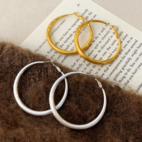 Orecchini A Cerchio Geometrici Minimalisti Rame Spazzolato Texture Opaca Stile Lusso Leggero Gioielli Per Donna