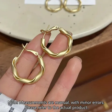 Gedraaide Hoop Oorbellen Koper Met 925 Sterling Zilveren Oorbellenpost Mat Goud Zilver Gevlochten Minimalistisch Voor Dames