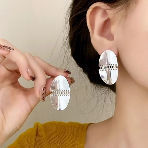 Orecchini A Perno Ovali In Rame Minimalisti Con Trama A Maglia Intrecciata Gioielli Geometrici Eleganti Di Lusso Per Donna
