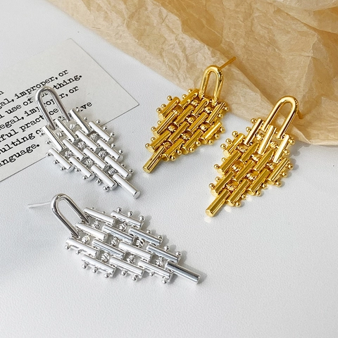 Geometrische Kwastje Oorbellen Architectuur Niche Minimalistisch Koperen Sieraden Met Zilveren Of Koperen Oorbel Post