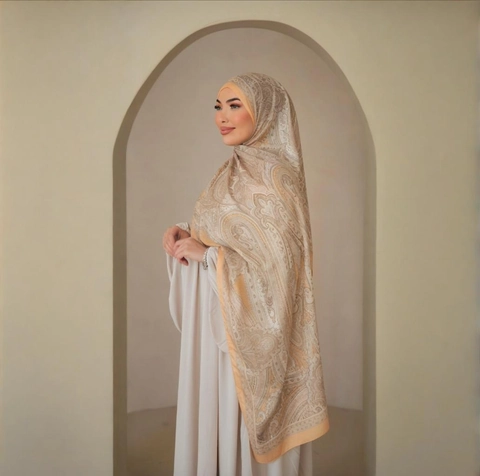 Damen Schal Mit Paisley Print Ethnisch Seidiges Gefühl Schal Leichtes Hijab Vintage Kopftuch
