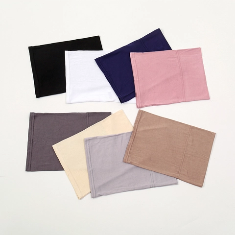 Elastic Polyester Hijab Undercap For Women Solid Color Muslim Inner Cap Breathable Headscarf Base Turban Accessories