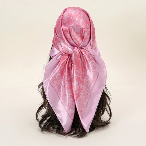 Square Scarf Satin Satin Like Floral Printed Elegant Headwrap Neck Hair Accessory For Women Fashionable