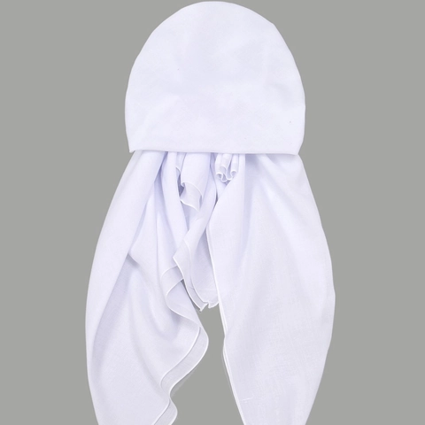Women Muslim Hijab Turban Cap Mercerized Cotton Elastic Back Headscarf Two Tails Ethnic Style Solid Color Breathable
