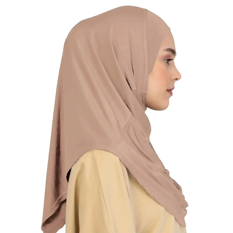 Women Muslim Hijab Solid Color One-Piece Crystal Hemp Headscarf Undercap For Daily Wear Breathable Comfortable Head Cover