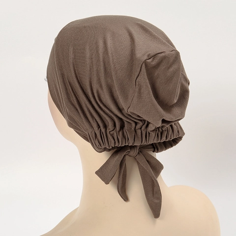 Women Modal Cotton Hijab Inner Cap Elastic Underscarf Turban With Adjustable Ties Solid Color Soft Breathable Headwear Bonnet