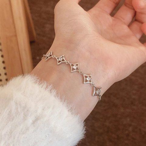 Hollow Star Kupfer Armband Mit Zirkonia Verstellbare Slider Kette Für Damen Eleganter Luxus Stil