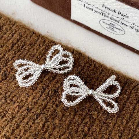 Transparente Perlen Bogen Ohrstecker Mit Kupfer Ohrringpfosten Nische Design Süßer Modeschmuck Für Damen Geschenk