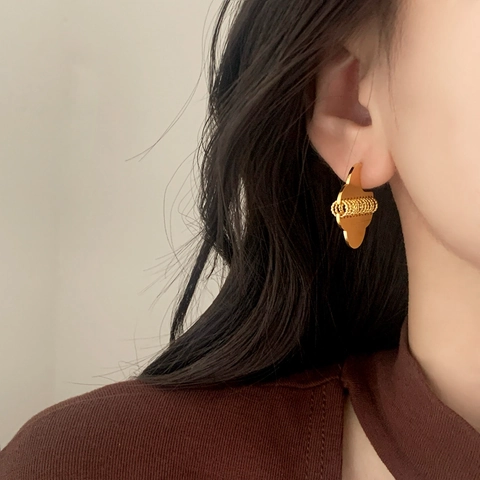 Geometrische Wolk Oorknopjes Van Verguld Koper Met 925 Sterling Zilveren Pin Minimalistische Elegante Luxe Voor Dames