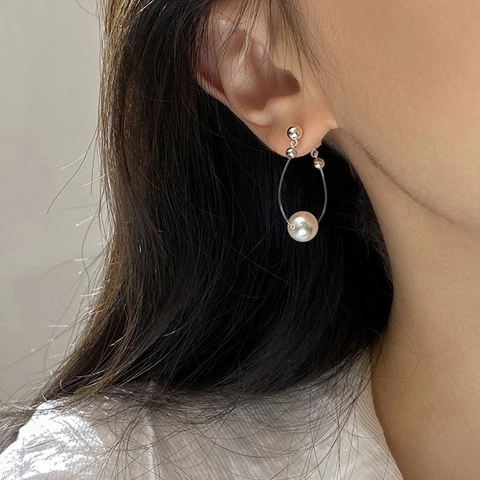 Artificial Pearl Drop Earrings With Silver Earring Post Elegant Geometric U Shape Dangle For Women Luxury Jewelry Gift