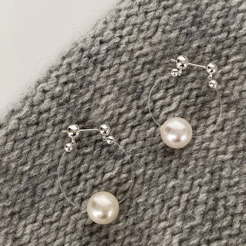 Artificial Pearl Drop Earrings With Silver Earring Post Elegant Geometric U Shape Dangle For Women Luxury Jewelry Gift
