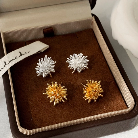 Firework Stud Earrings Copper With Zircon Inlaid Starburst Shape Light Luxury Style Women Daily Accessory