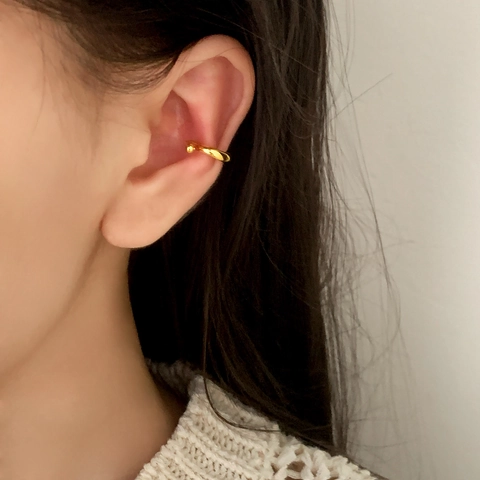Minimalist Wave Ear Bone Clip Non Pierced Brass Gold Silver Plated Fluid Shape Earring For Women Commuting Jewelry