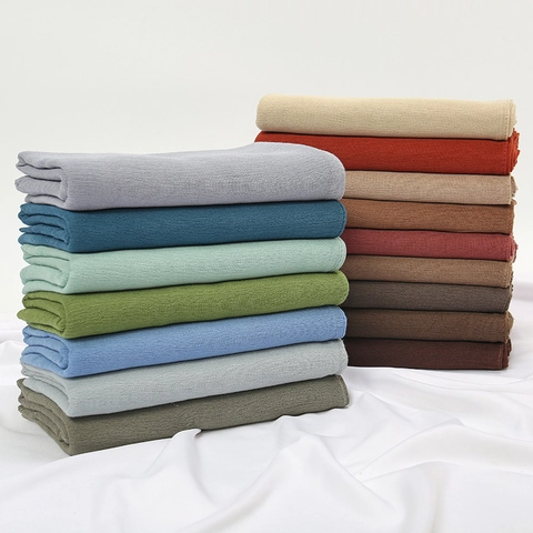 Elegante Hijab In Rayon Pieghettato Sciarpa Lunga Colore Solido Scialle Leggero Fascia Per Capelli Per Donne Moda