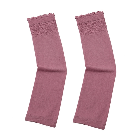 Manchettes de Protection Solaire pour Femmes en Soie Glacée Anti-UV Refroidissement avec Volants Couleur Unie Sport en Plein Air