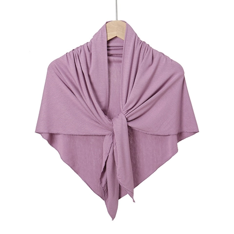 Women Solid Color Triangle Scarf Knitted Lightweight Shawl Mercerized Polyester Headscarf Breathable Neck Scarf Hijab For Spring Summer Daily Decoration