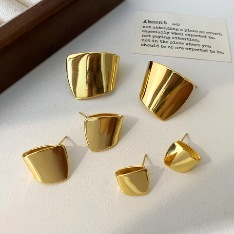 Geometric Copper Stud Earrings High Polish Metal Minimalist Style Accessory For Women With Copper Earring Post