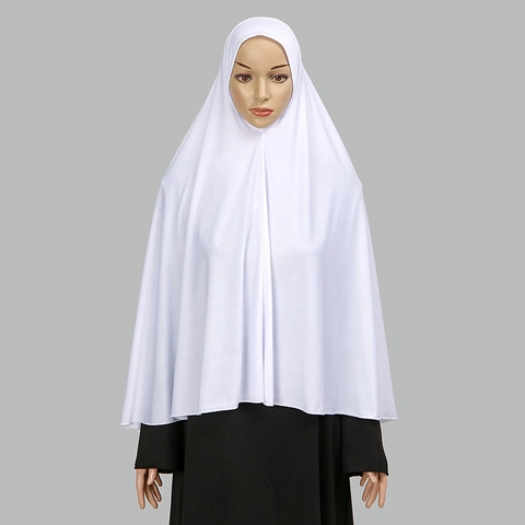 Women Long Khimar Hijab Crystal Hemp Pullover Plain Color Modest Muslim Prayer Headwear Elegant Scarf