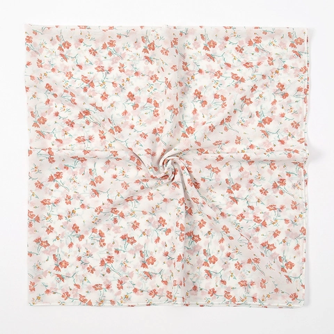 Floral Print Chiffon Square Scarf Ethnic Style Hijab Headscarf Large Lightweight Decorative Neck Wrap For Women
