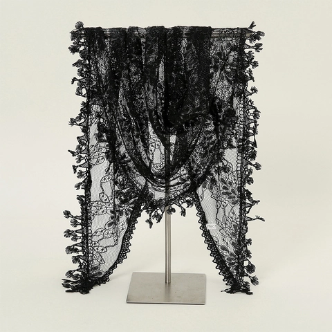 Women Polyester Lace Triangle Scarf Hollow Out Floral Shawl With Tassel Elegant Retro Sheer Wrap For Party Daily