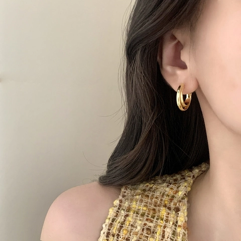Layered Geometric Circle Stud Earrings For Women Copper With 925 Sterling Silver Earring Post Fashion Polished Frosted