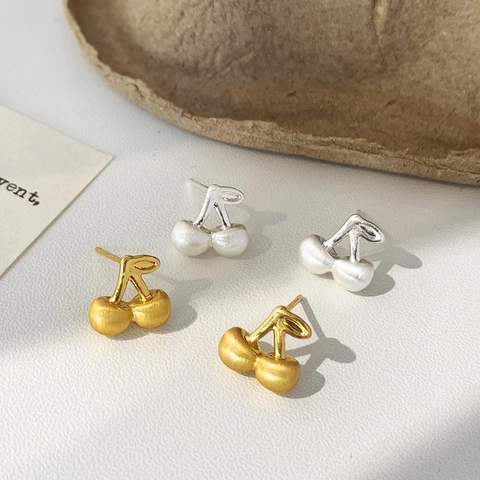 Orecchini A Lobo Ciliegia In Rame Spazzolato Elegante Minimalista Moda Gioielli Quotidiani Per Donne