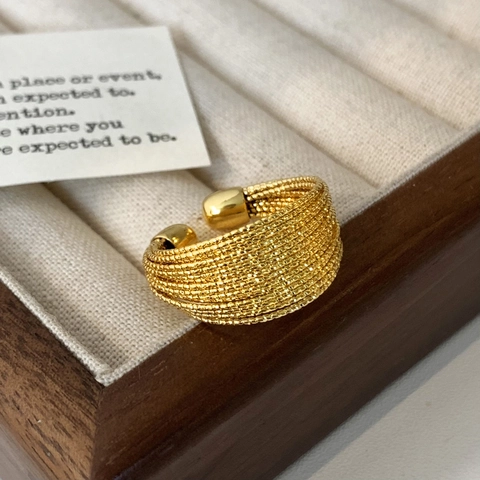 Minimalistische Gewebte Textur Offener Ring Armband Verstellbarer Kupferschmuck Mode High-End Handschmuck Für Frauen