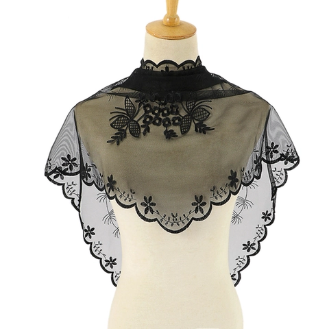 Velo De Mantilla De Encaje Con Bordado Floral Pañuelo Triangular Con Borde Festoneado Para Boda Iglesia Tocado De Malla
