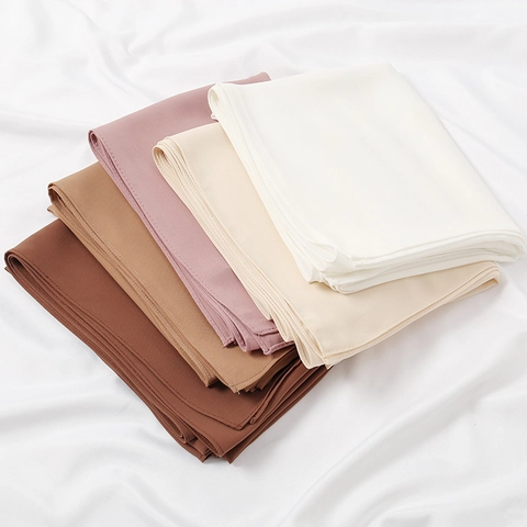 Sciarpa Lunga In Chiffon Tinta Unita Elegante Leggero Traspirante Hijab Per Donna Scialle Semplice Versatile