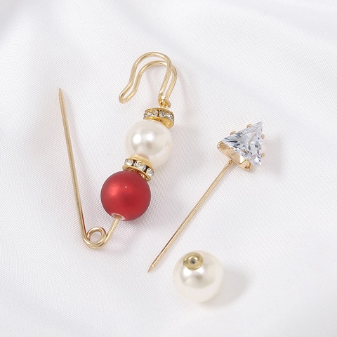 Ensemble de Broches Anti-Éblouissement en Alliage Perle Artificielle et Strass Épingles de Sécurité de Resserrement de Taille