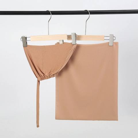 Hijab Musulmano Cuffia Interna In Cotone Mercerizzato E Sciarpa In Chiffon Di Künstliche Perle Tinta Unita Traspirante Copricapo Per Donne