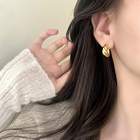 Twisted Hoop Earrings Copper Geometric Croissant Style For Women Fashion Commuting Jewelry With Copper Earring Post