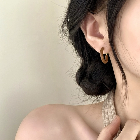 Orecchini A Cerchio In Smalto Retrò Stile Francese Vintage A Forma Di C In Rame Placcato Oro Per Donne