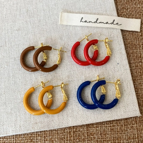 Orecchini A Cerchio In Smalto Retrò Stile Francese Vintage A Forma Di C In Rame Placcato Oro Per Donne