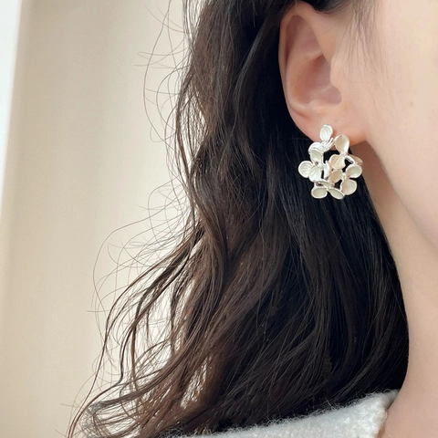 Boucles D'oreilles Puces Bouquet De Fleurs Pour Femmes Style Rétro Français Émail Tige En Cuivre Bijoux Floraux 3D Élégants