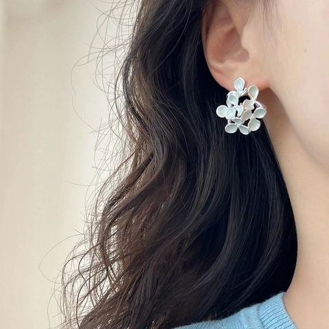 Boucles D'oreilles Puces Bouquet De Fleurs Pour Femmes Style Rétro Français Émail Tige En Cuivre Bijoux Floraux 3D Élégants