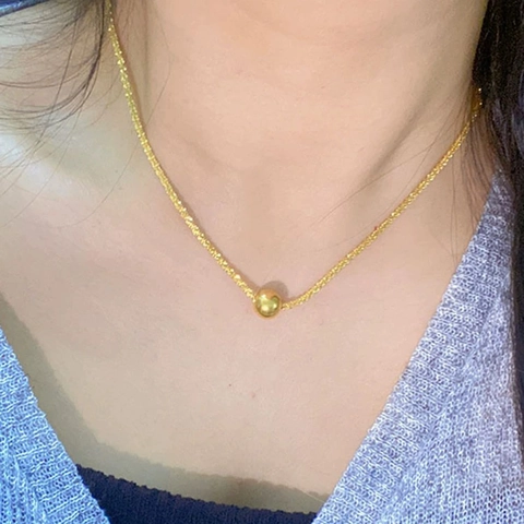 Minimalistische Goldbeschichtete Kupfer Schlangenknochenkette Halskette Mit Runder Goldperle Retro Schlüsselbeinschmuck Damen